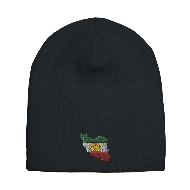 Adult Knit Beanie with Iran Flag Embroidery | پرچم ایران