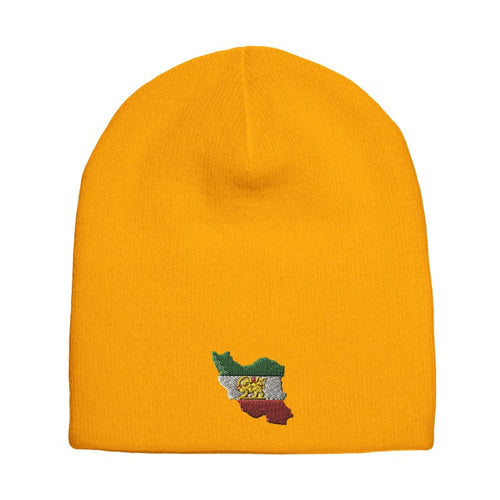 Adult Knit Beanie with Iran Flag Embroidery | پرچم ایران