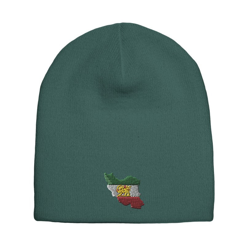 Adult Knit Beanie with Iran Flag Embroidery | پرچم ایران